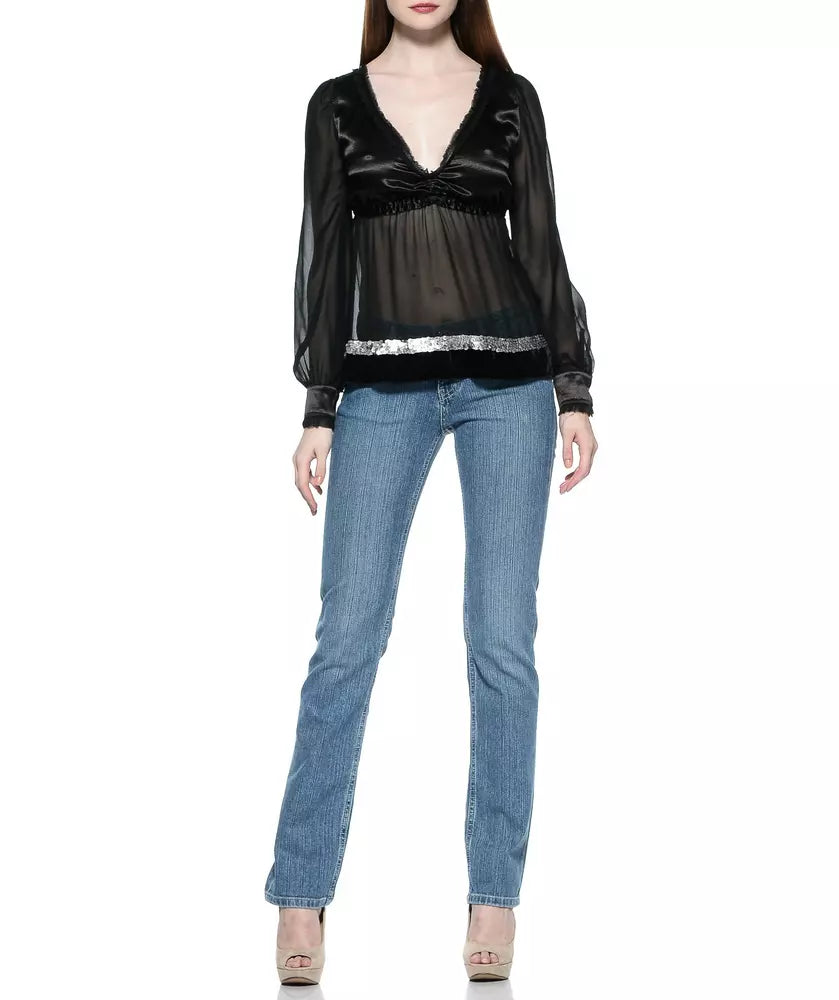 Light Blue Cotton Women Jeans - ventzia