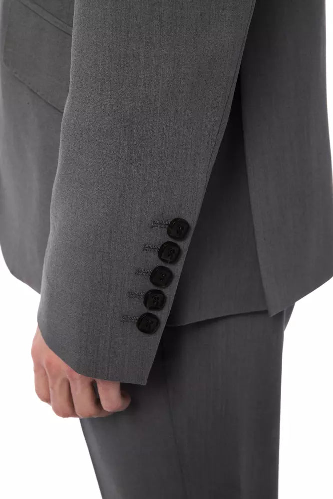 Gray Wool Men Suit - ventzia