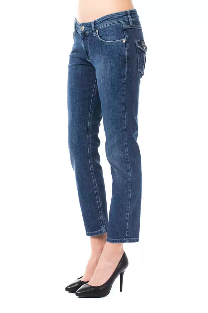 Light Blue Cotton Women Jeans - ventzia