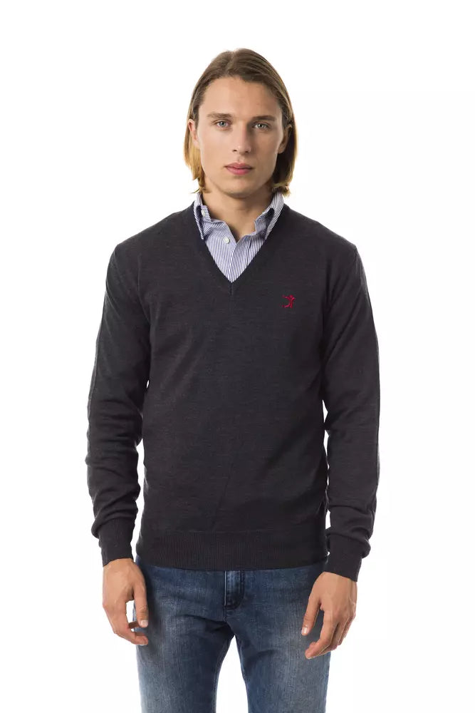 Gray Merino Wool Men Sweater - ventzia