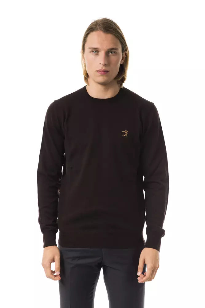 Brown Merino Wool Men Sweater - ventzia