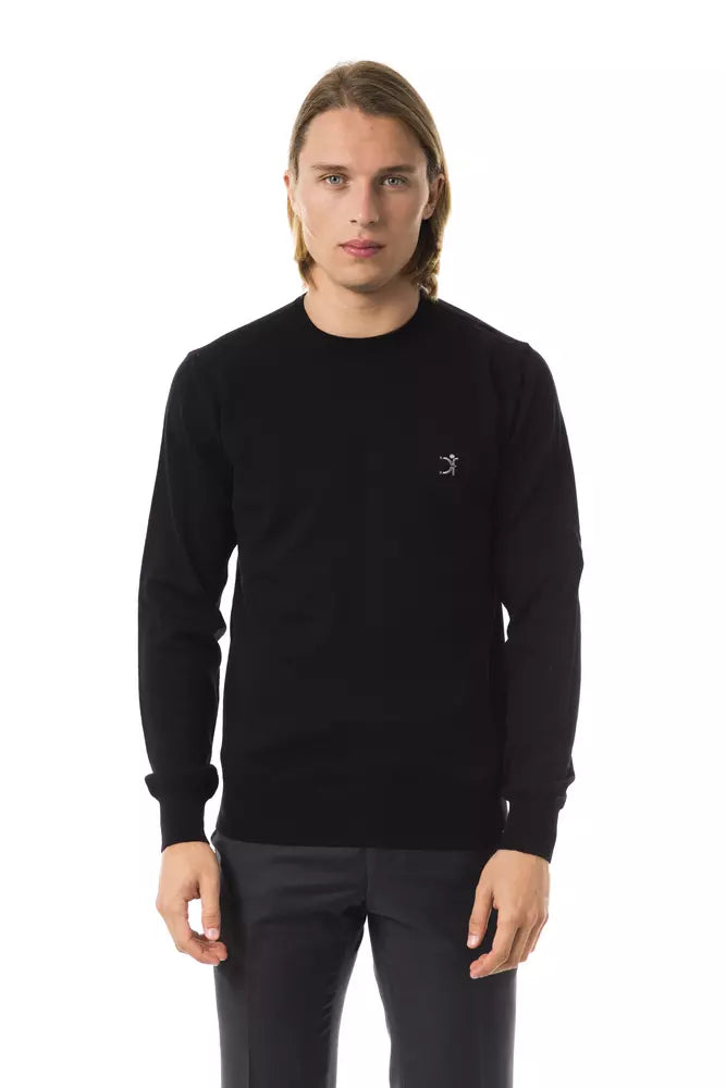 Black Merino Wool Men Sweater - ventzia