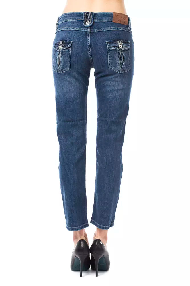 Light Blue Cotton Women Jeans - ventzia