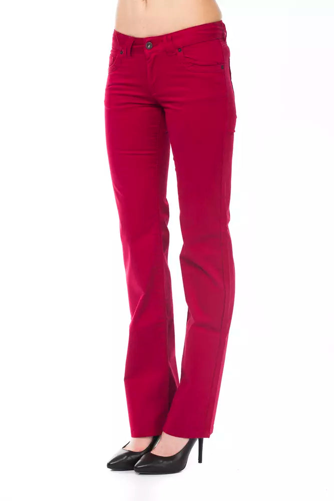 Red Cotton Women Pants - ventzia