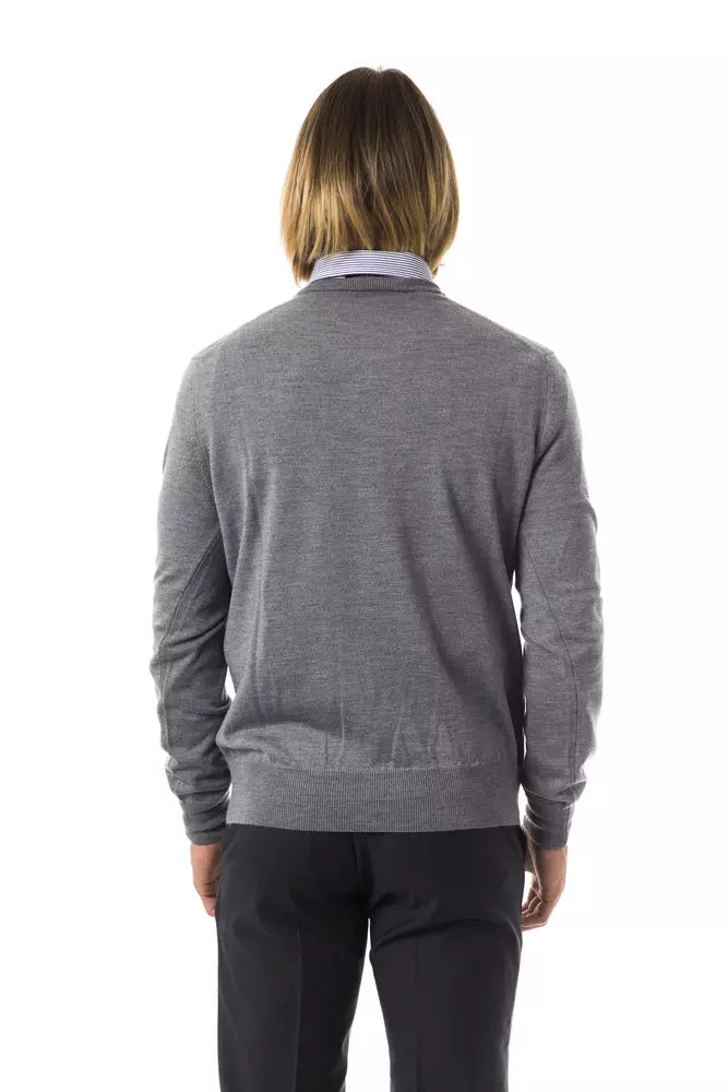 Gray Merino Wool Men Sweater - ventzia