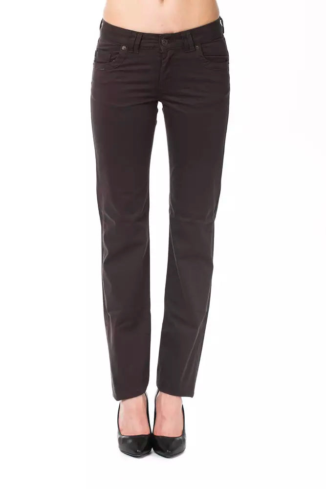 Brown Cotton Women Pants - ventzia