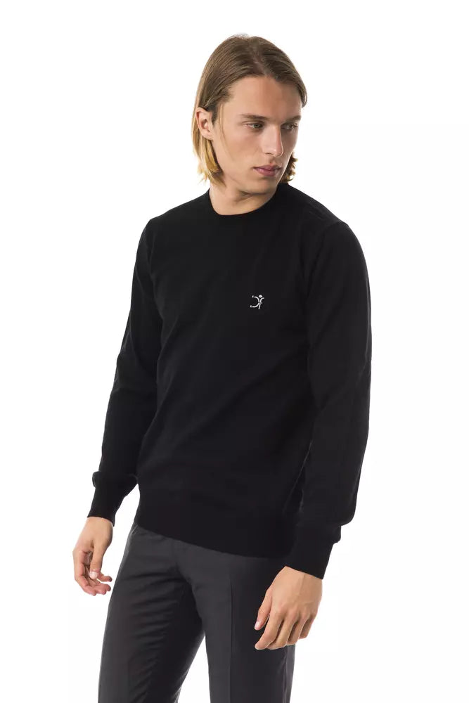 Black Merino Wool Men Sweater - ventzia