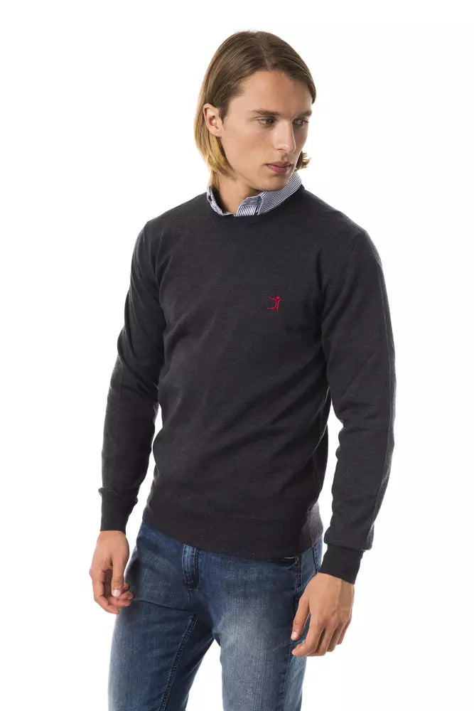 Gray Merino Wool Men's Sweater - ventzia