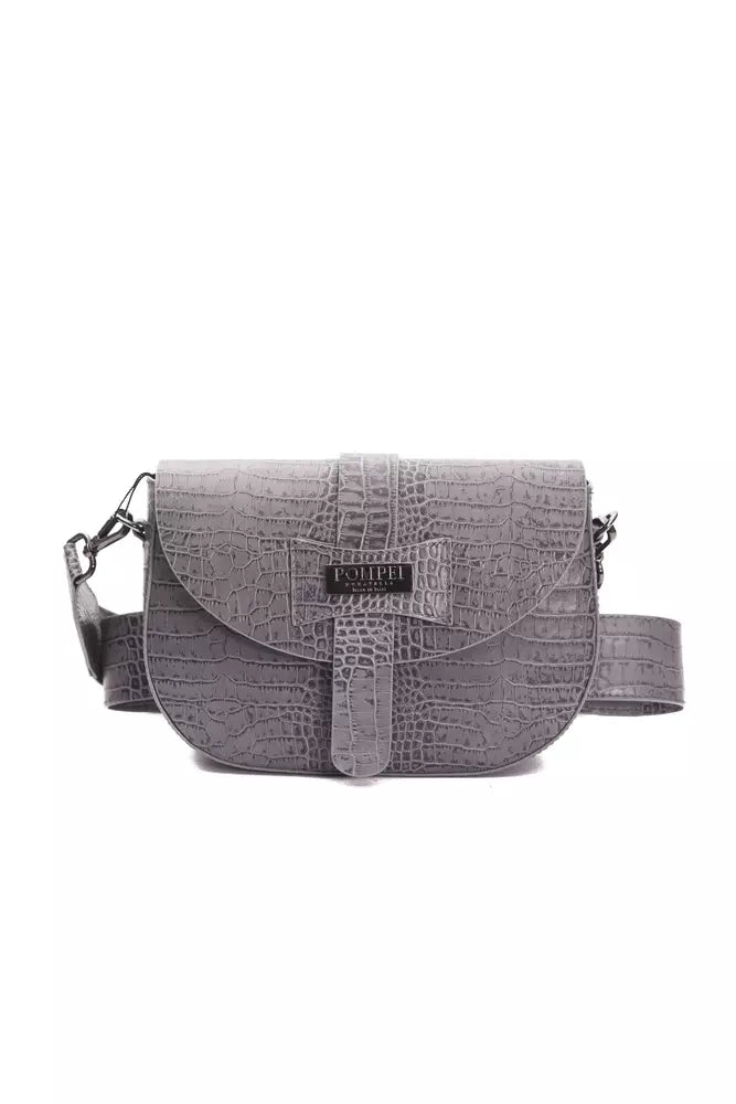 Gray Leather Women Crossbody Bag - ventzia