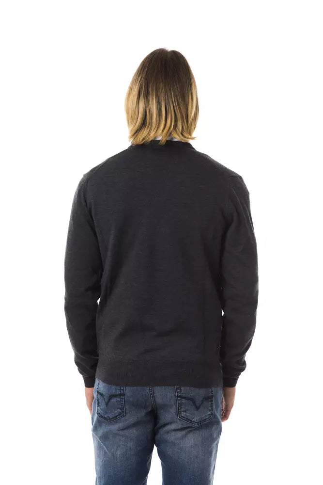 Gray Merino Wool Men Sweater - ventzia