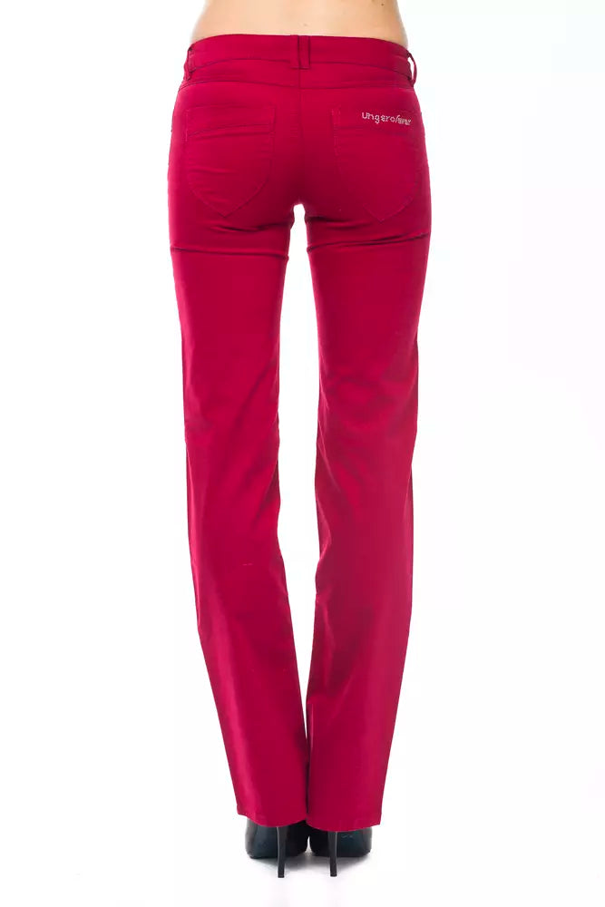 Red Cotton Women Pants - ventzia