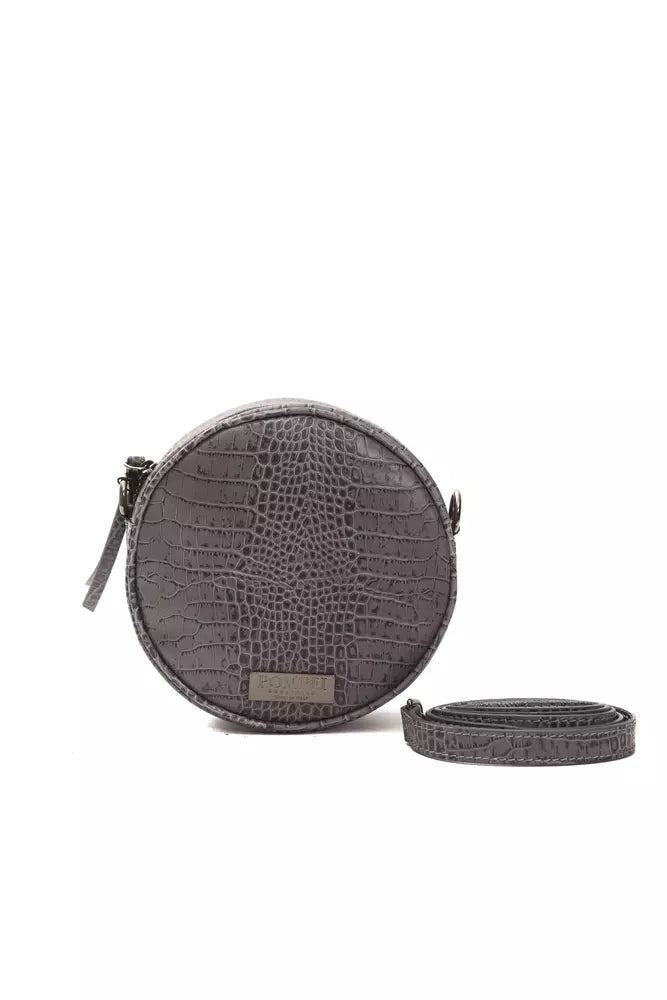 Gray Leather Women Crossbody Bag - ventzia