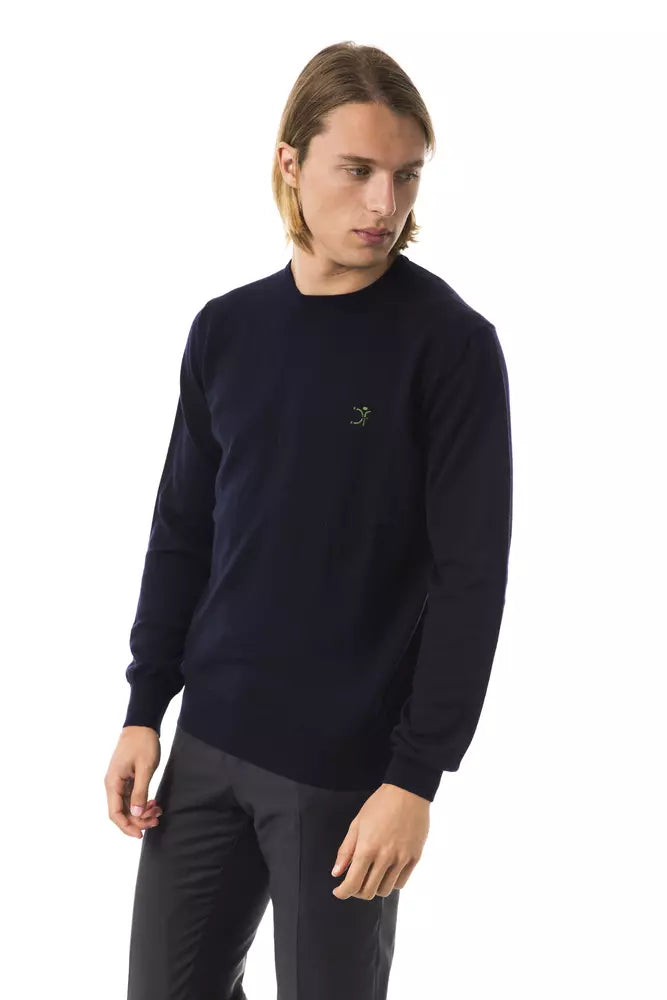Blue Merino Wool Men Sweater - ventzia