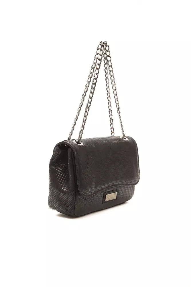 Black Leather Women Crossbody Bag - ventzia