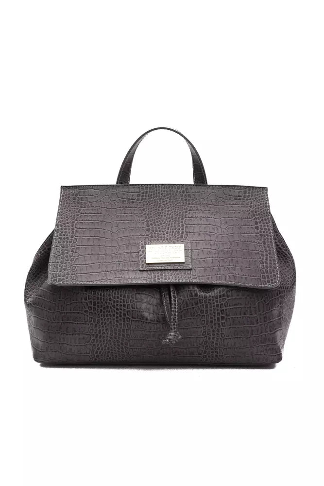 Gray Leather Women Handbag - ventzia