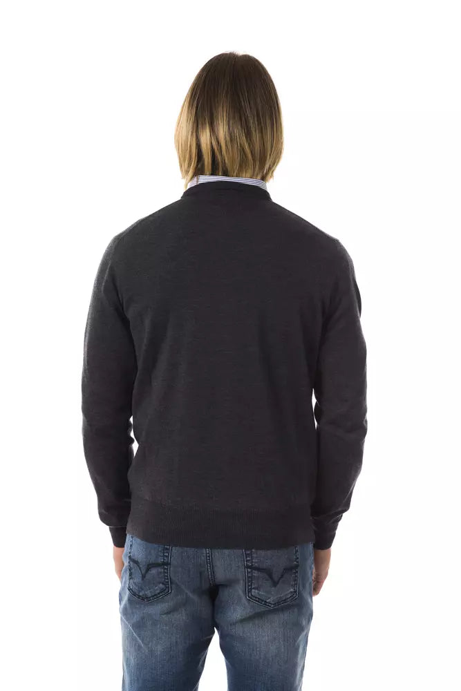 Gray Merino Wool Men's Sweater - ventzia