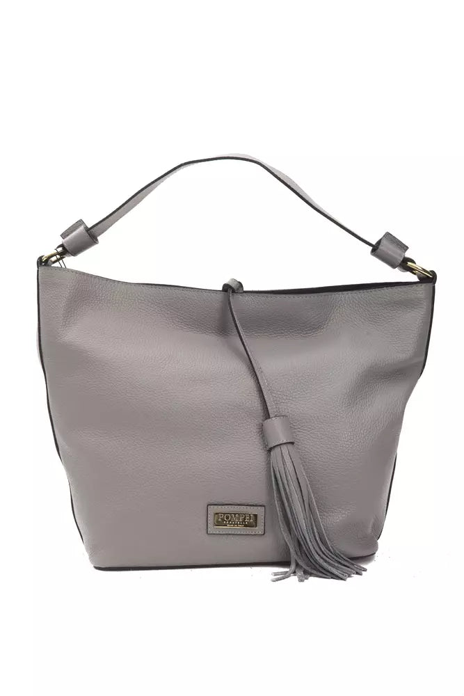 Gray Leather Women Shoulder Bag - ventzia