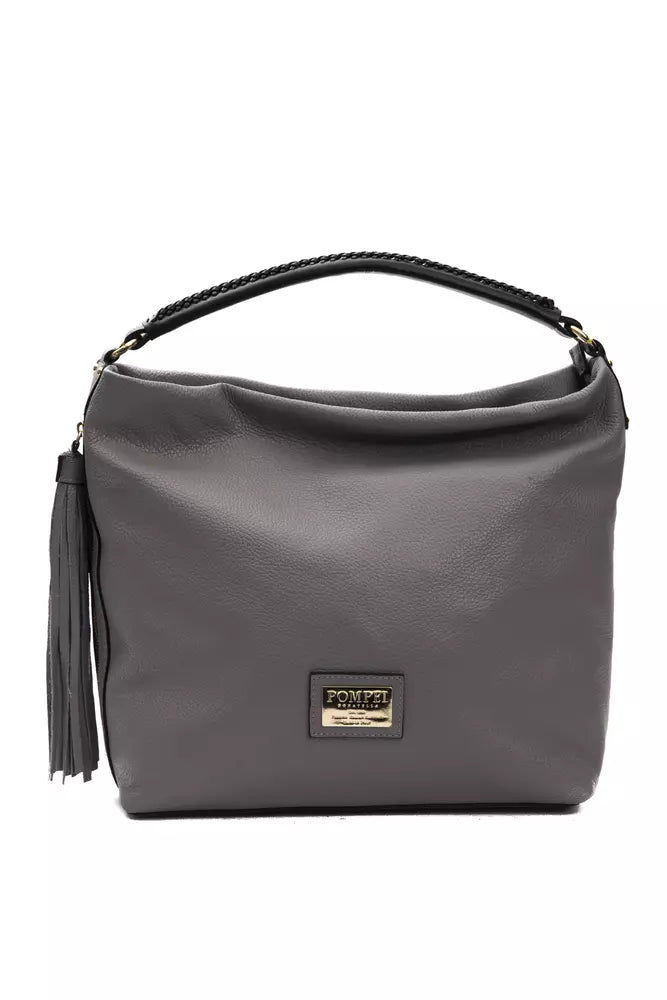 Gray Leather Women Shoulder Bag - ventzia