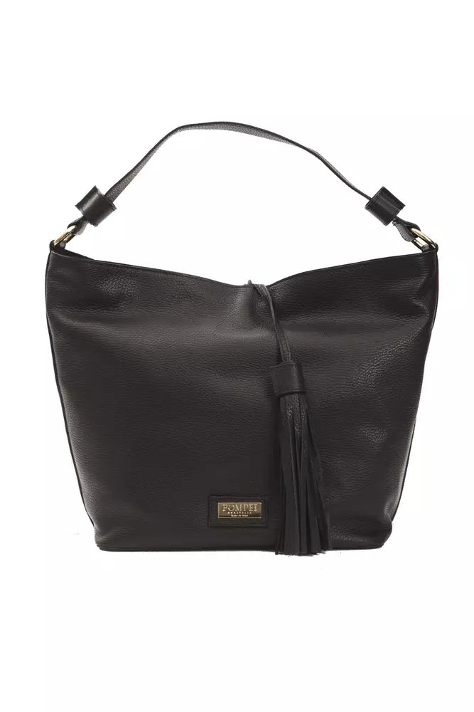 Black Leather Women Shoulder Bag - ventzia
