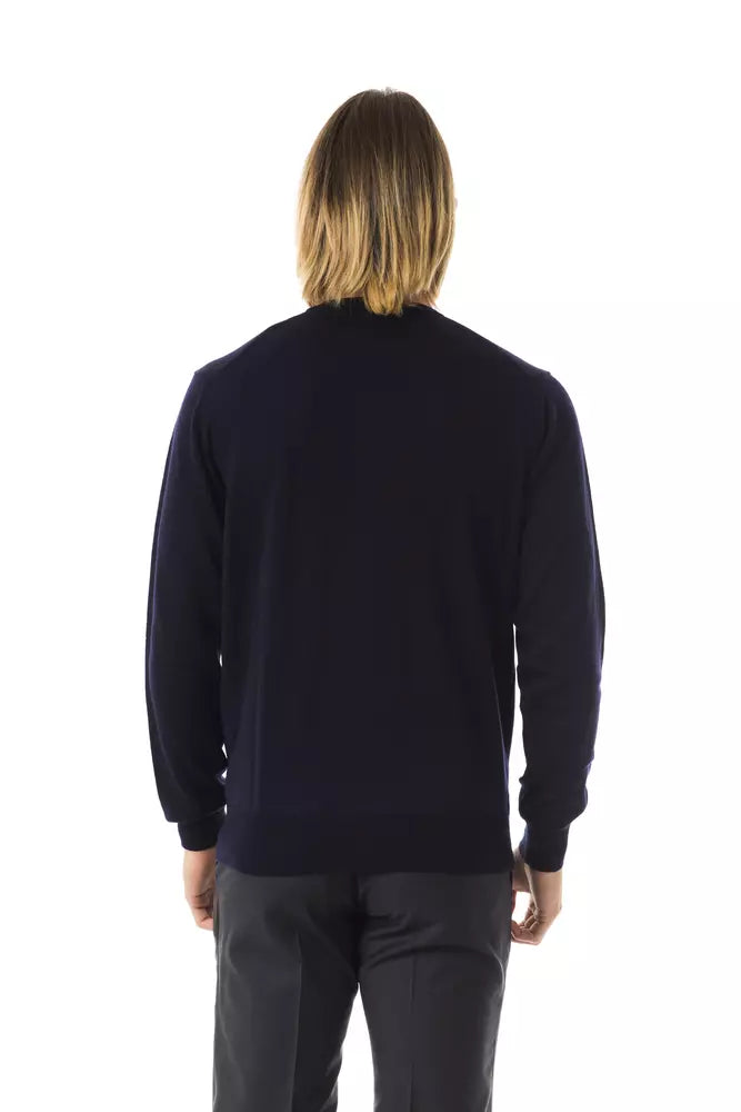 Blue Merino Wool Men Sweater - ventzia