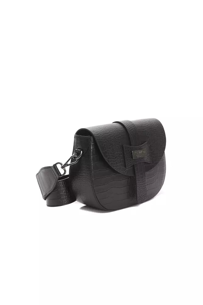 Black Leather Women Crossbody Bag - ventzia