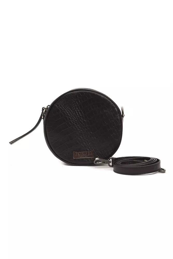 Black Leather Women Crossbody Bag - ventzia