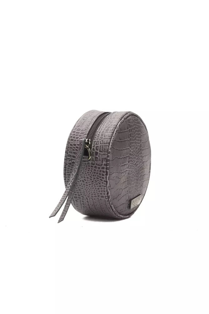 Gray Leather Women Crossbody Bag - ventzia