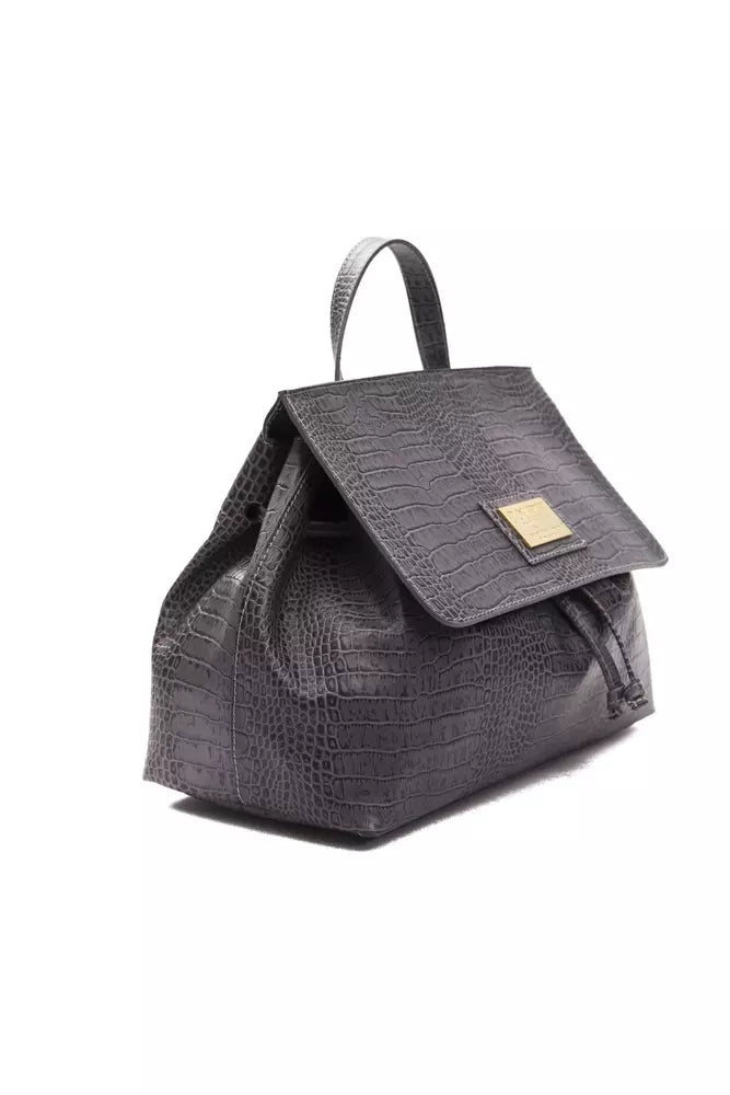 Gray Leather Women Handbag - ventzia