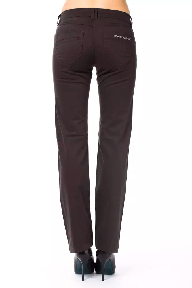Brown Cotton Women Pants - ventzia