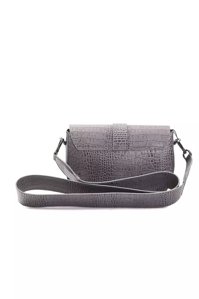 Gray Leather Women Crossbody Bag - ventzia
