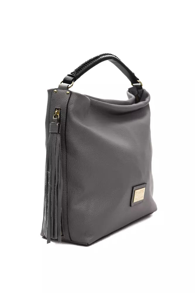 Gray Leather Women Shoulder Bag - ventzia