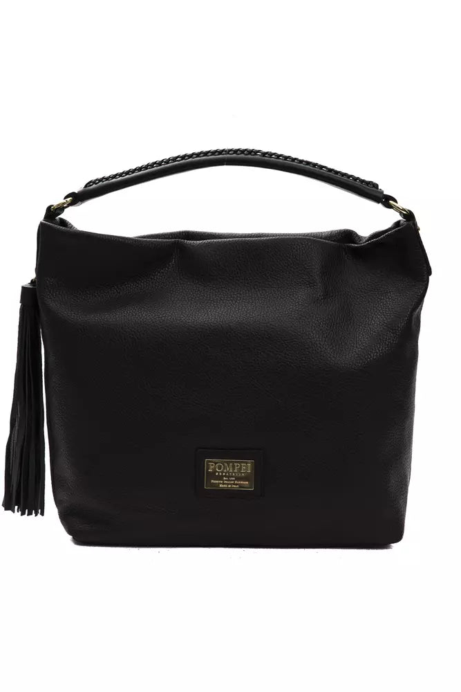 Black Leather Women Shoulder Bag - ventzia