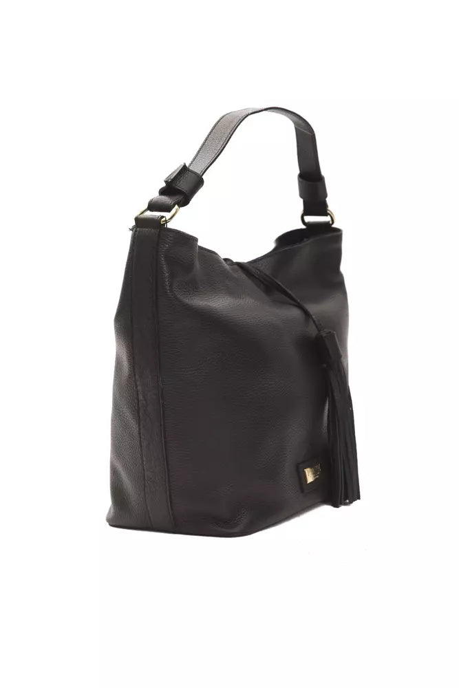Black Leather Women Shoulder Bag - ventzia