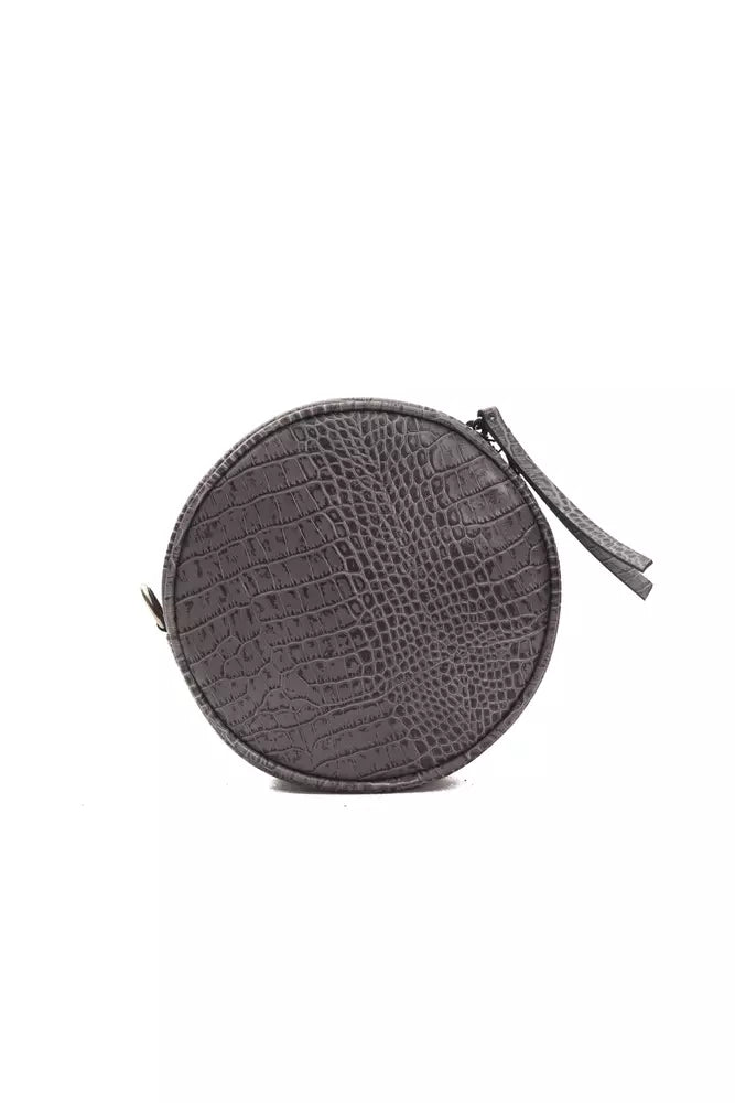Gray Leather Women Crossbody Bag - ventzia