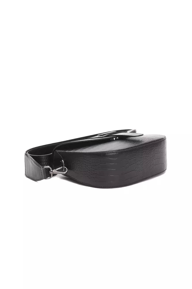 Black Leather Women Crossbody Bag - ventzia