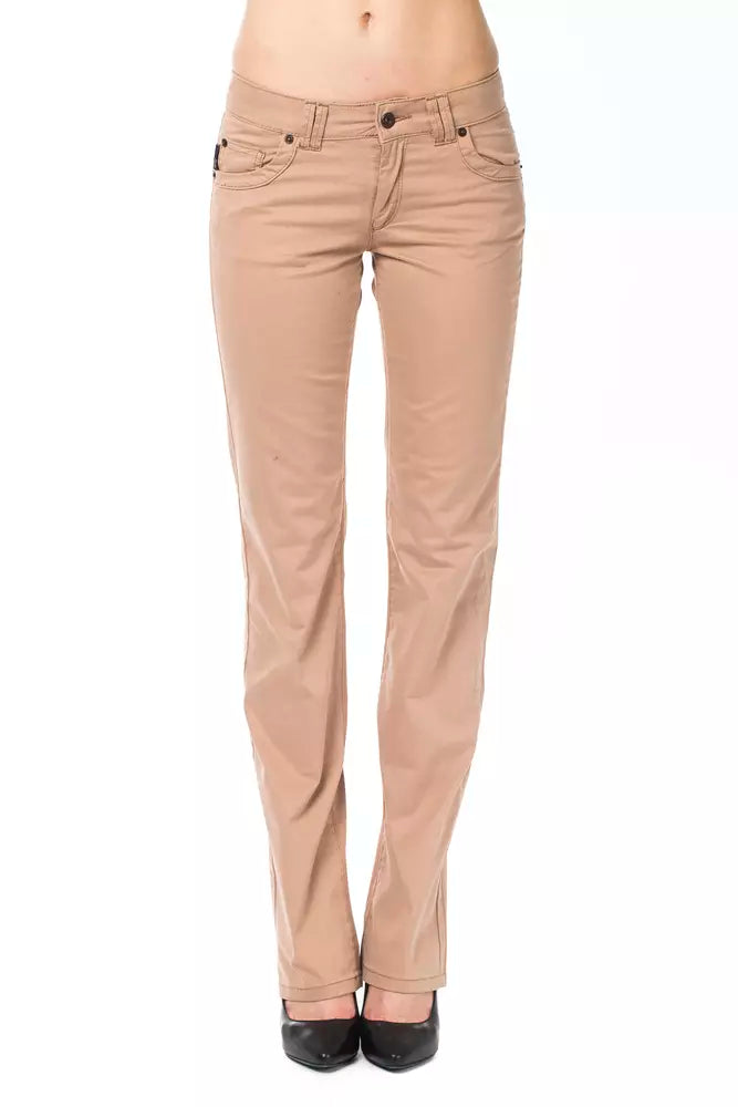 Beige Cotton Women Jeans - ventzia