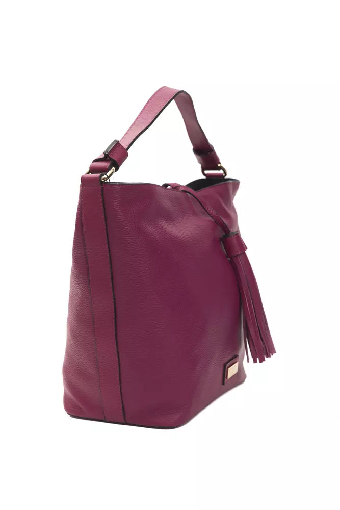 Burgundy Leather Women Shoulder Bag - ventzia