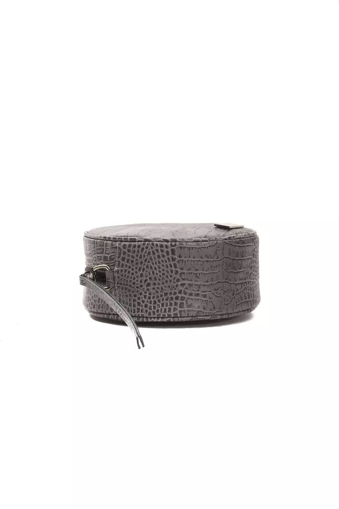 Gray Leather Women Crossbody Bag - ventzia