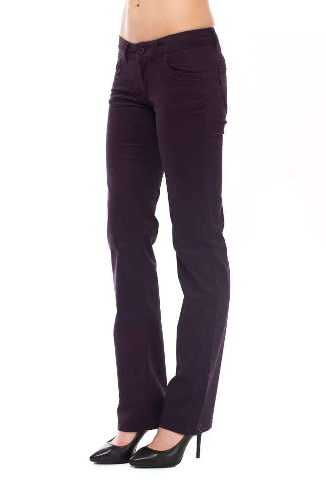Purple Cotton Women's Pants - ventzia