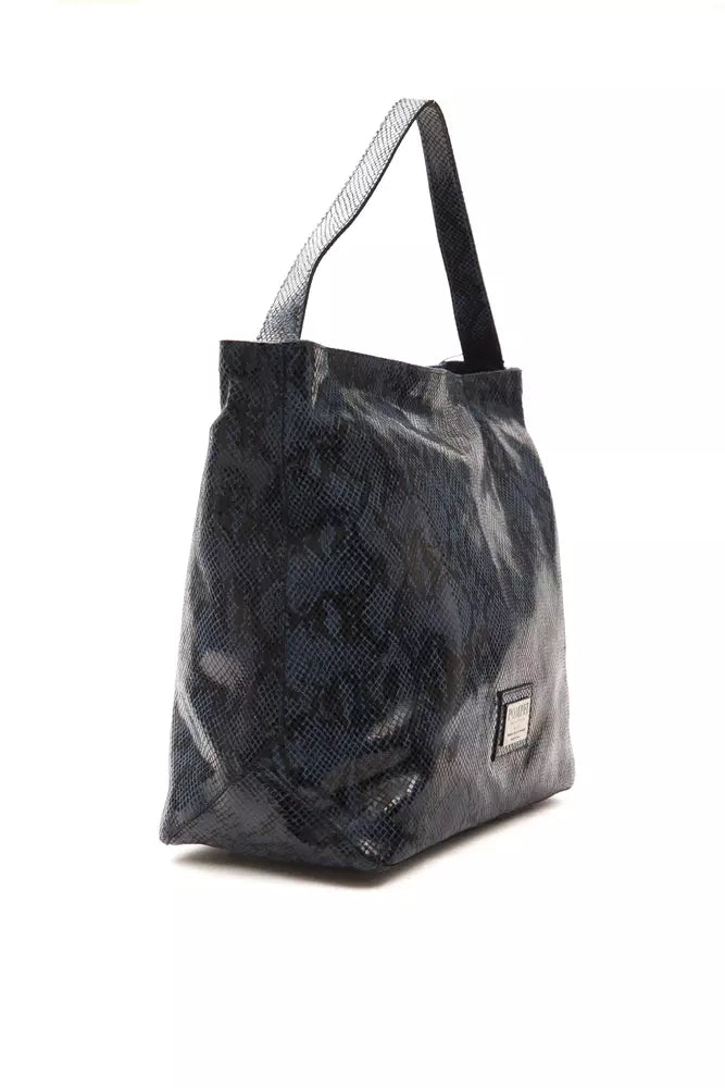Blue Leather Women Shoulder Bag - ventzia