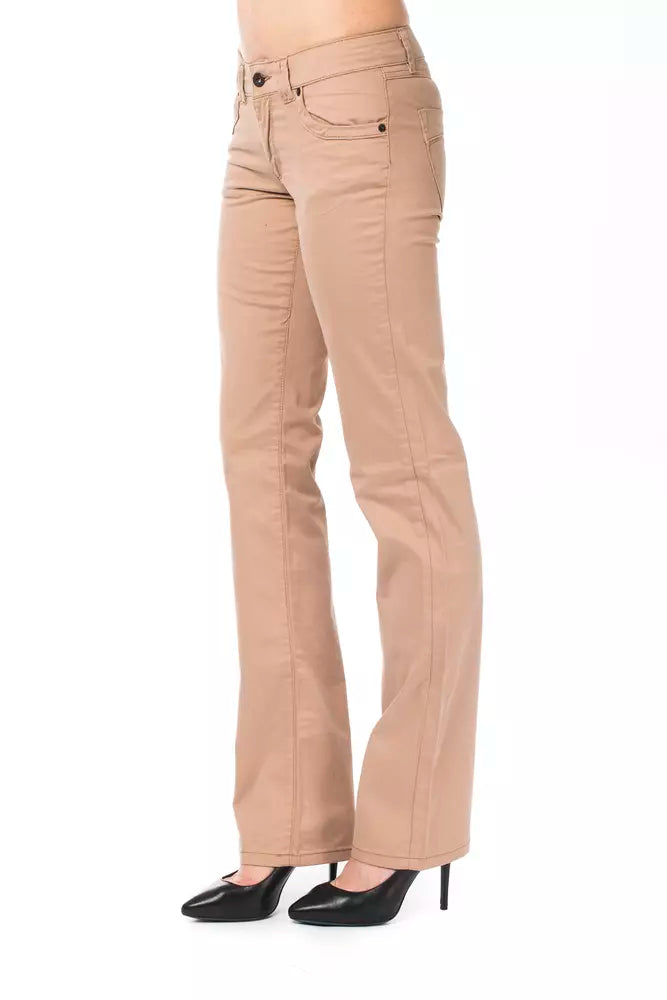 Beige Cotton Women Jeans - ventzia
