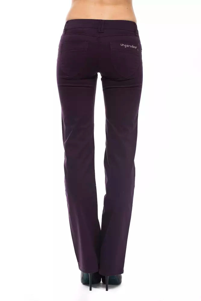 Purple Cotton Women's Pants - ventzia
