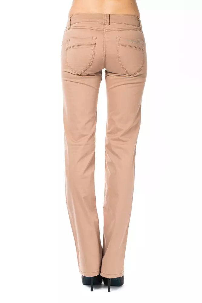 Beige Cotton Women Jeans - ventzia