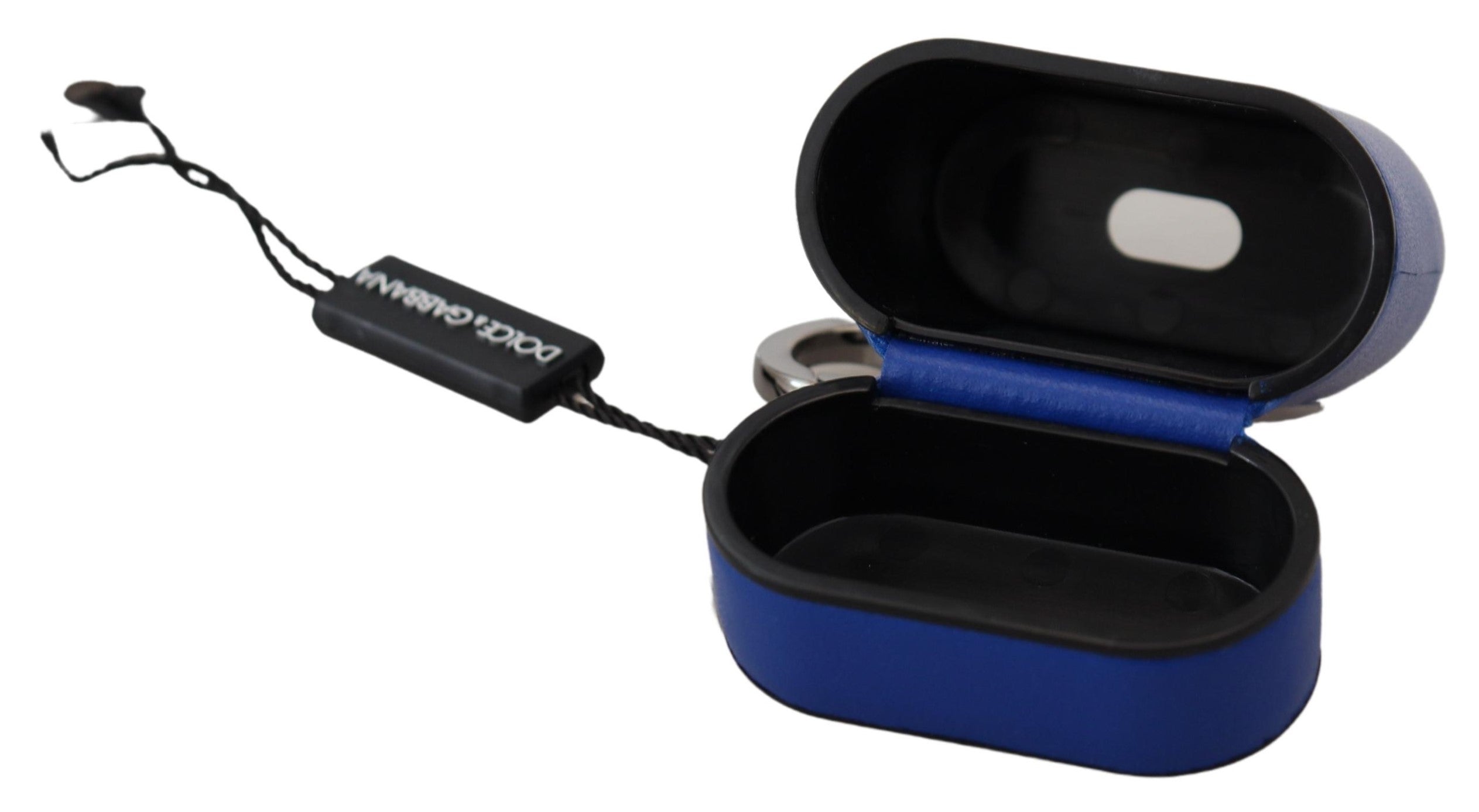 Blue Leather Silver Metal Logo Airpods Case - ventzia