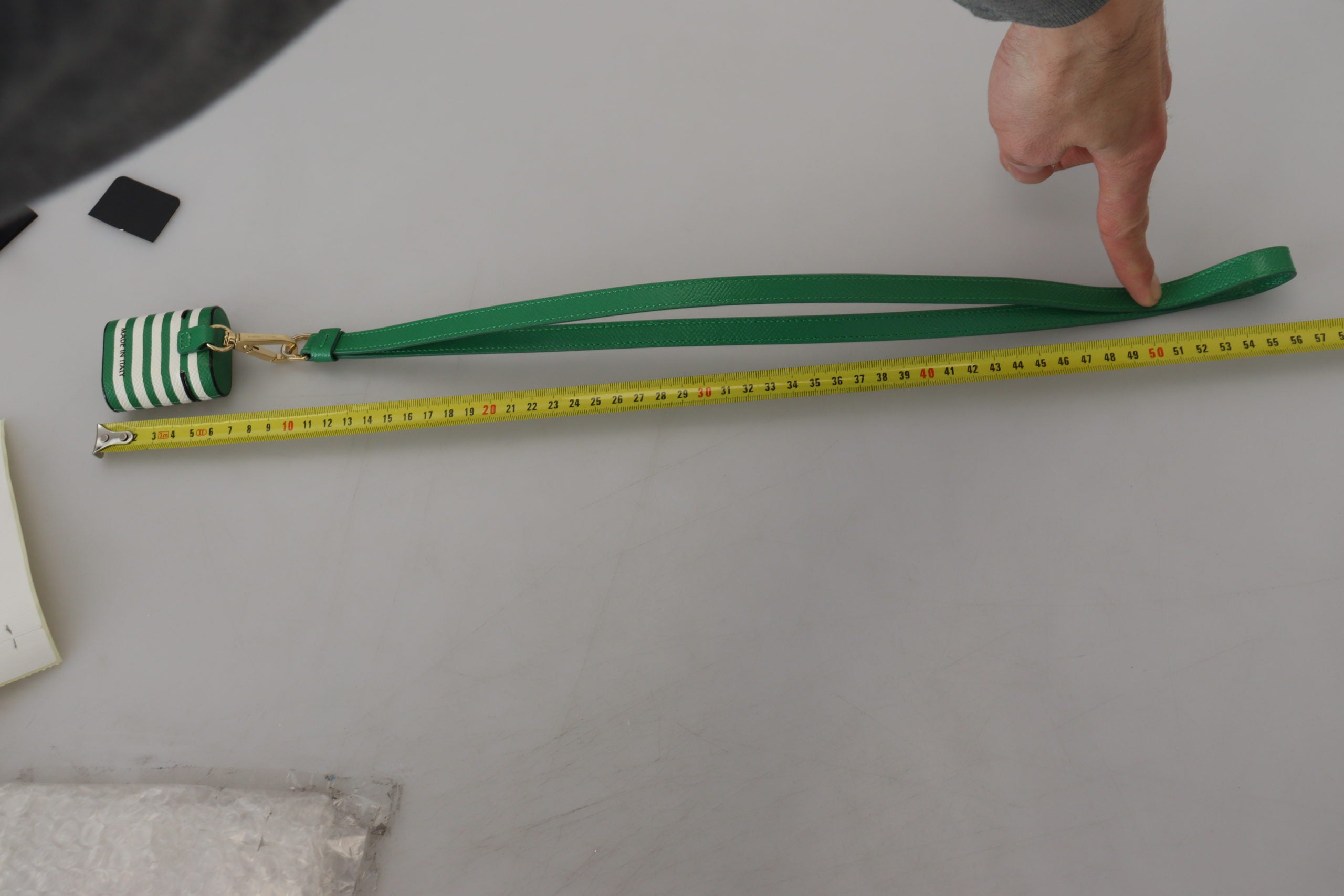 Green Leather Strap Gold Metal Logo Airpods Case - ventzia