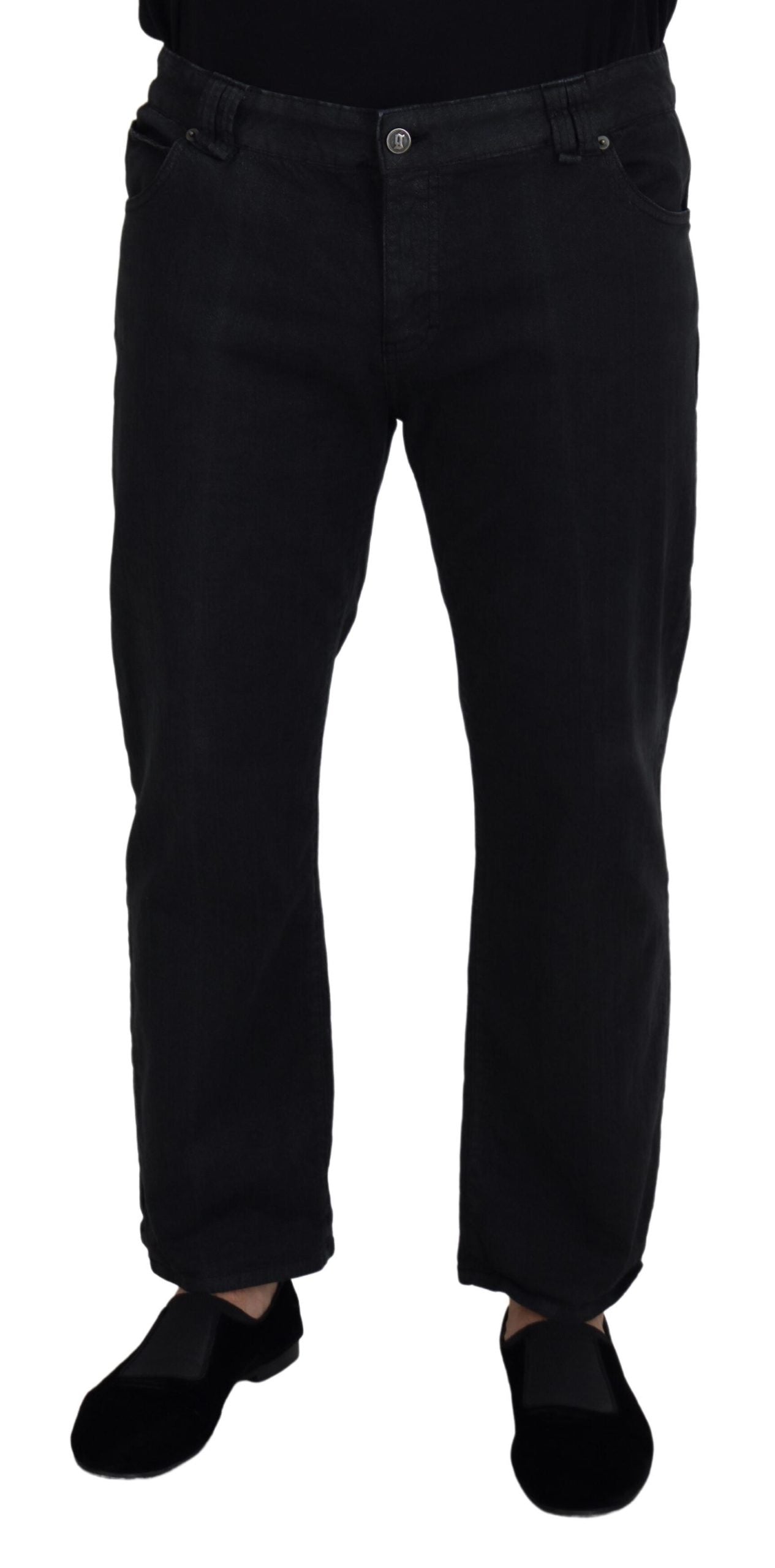 Black Cotton Back Buckle Casual Denim Jeans - ventzia