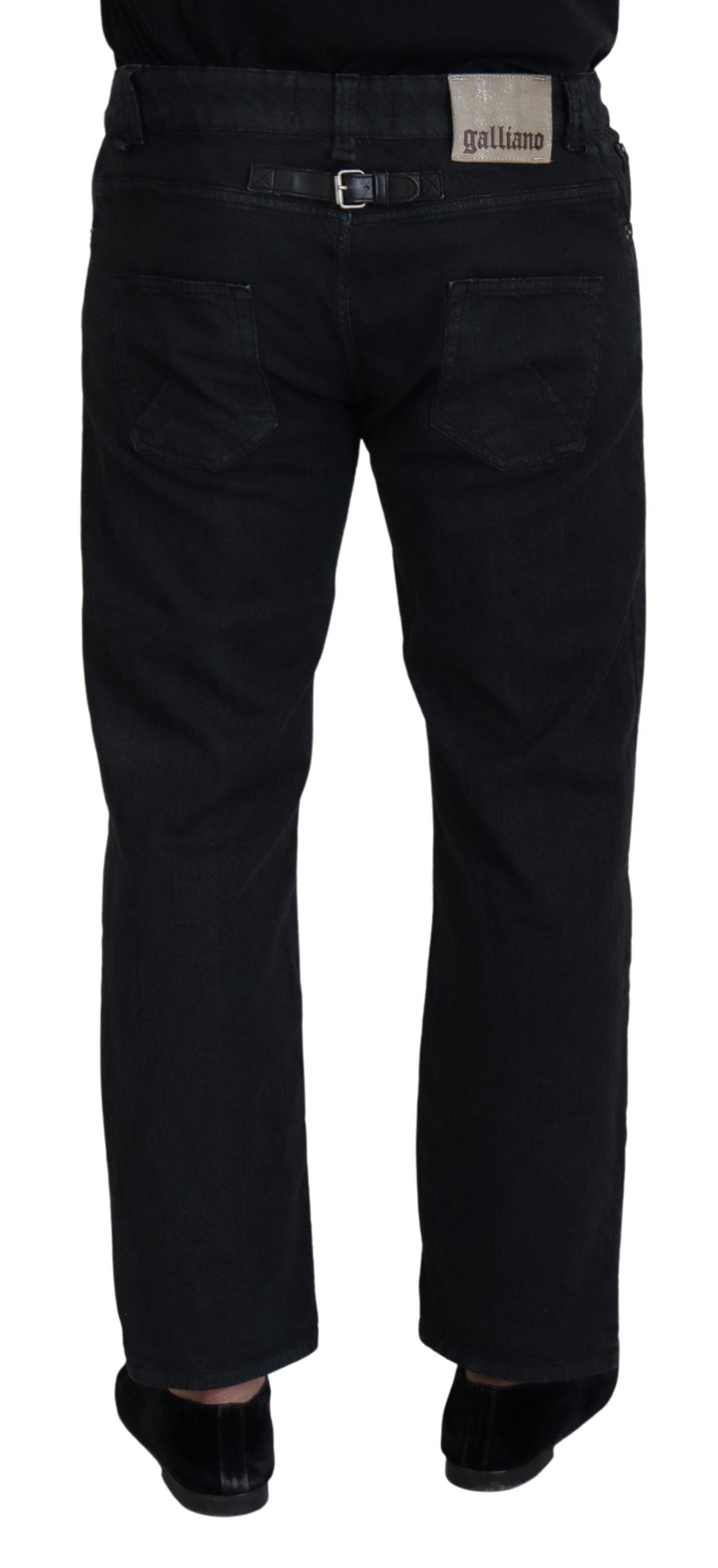 Black Cotton Back Buckle Casual Denim Jeans - ventzia
