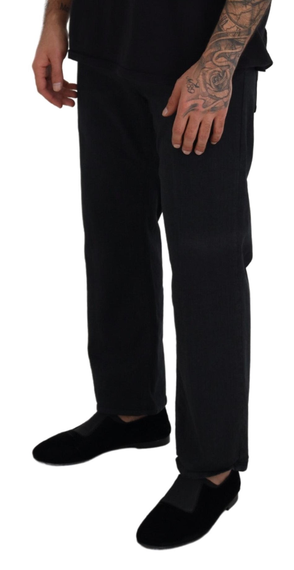 Black Cotton Back Buckle Casual Denim Jeans - ventzia