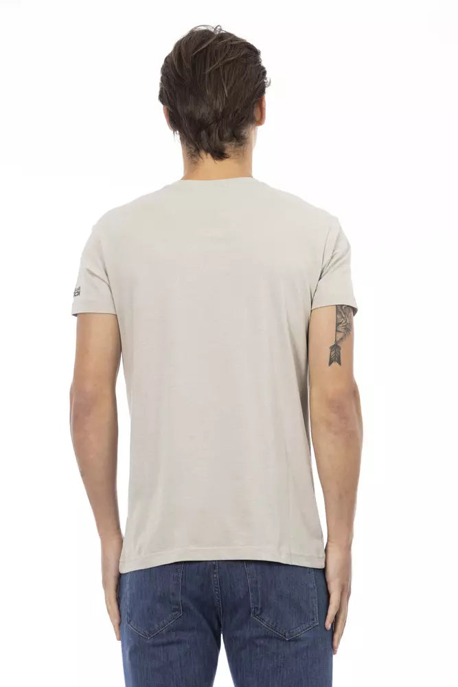 Beige Cotton Men T-Shirt - ventzia