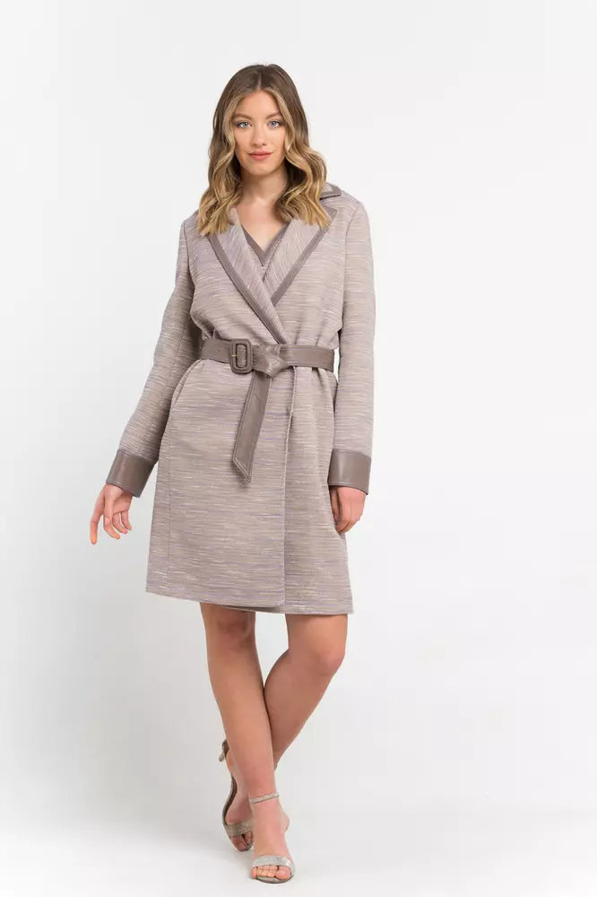 Beige Cotton Women Coat - ventzia